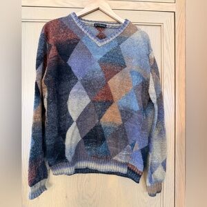Vintage Lenor Romano Silk/Mohair/Lambswool VNeck Pullover Grandpa Sweater / Med